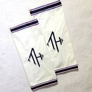 Tommy Hilfiger Pair Of Canvas Toss Pillow Covers Cases Monogrammed 20" Square